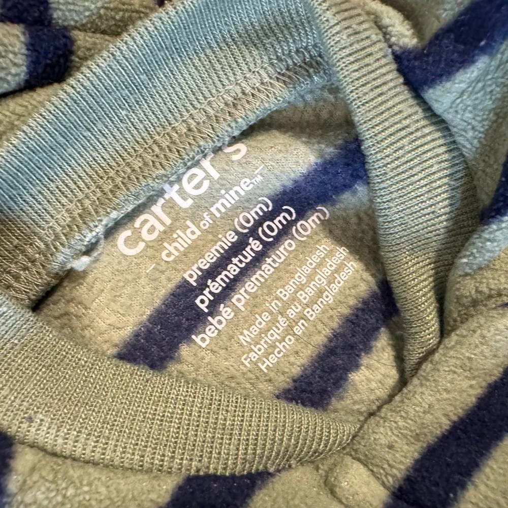 Carter's‎ Baby Boy Preemie Little Brother Sleeper Outfit Clothes Zipper Green